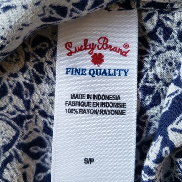 Lucky Brand Blue and White Long Sleeve V Neck Side Tie Blouson Top Small - Picture 11 of 12